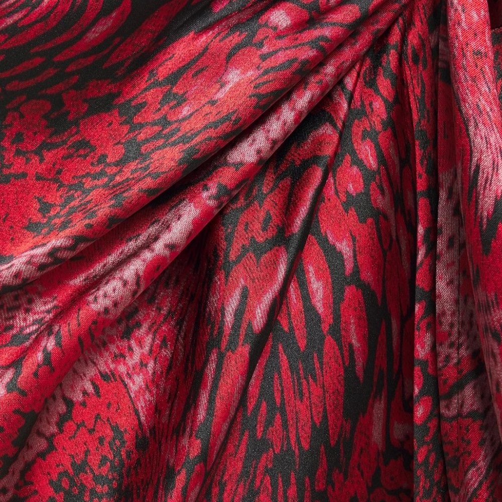Tie-front printed stretch-silk satin midi skirt from Ganni - Picture 4 of 12